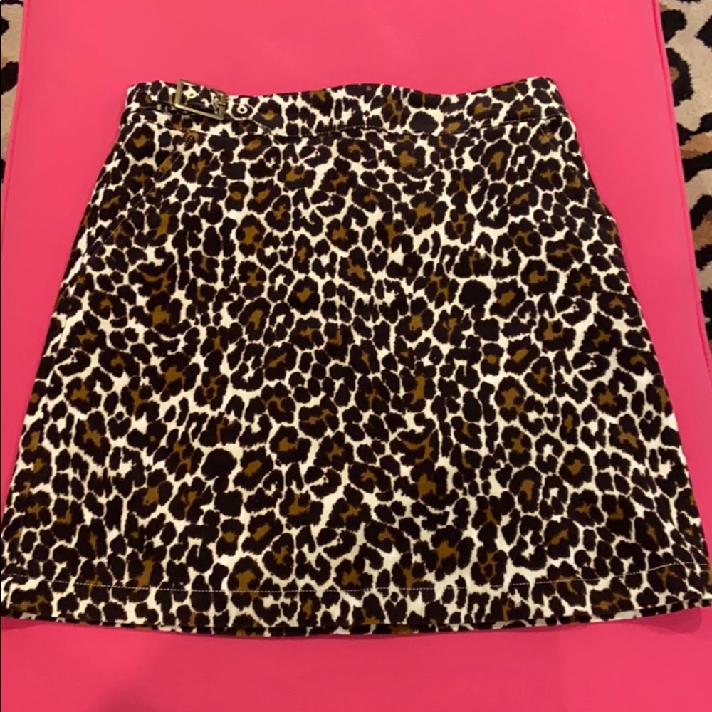 JCREW buckle mini skirt in leopard corduroy